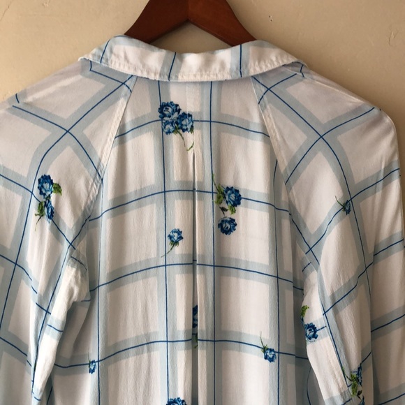 FREE PEOPLE  blouse Window To My Heart Button Down in White and Bleu Size XS - Picture 3 of 12